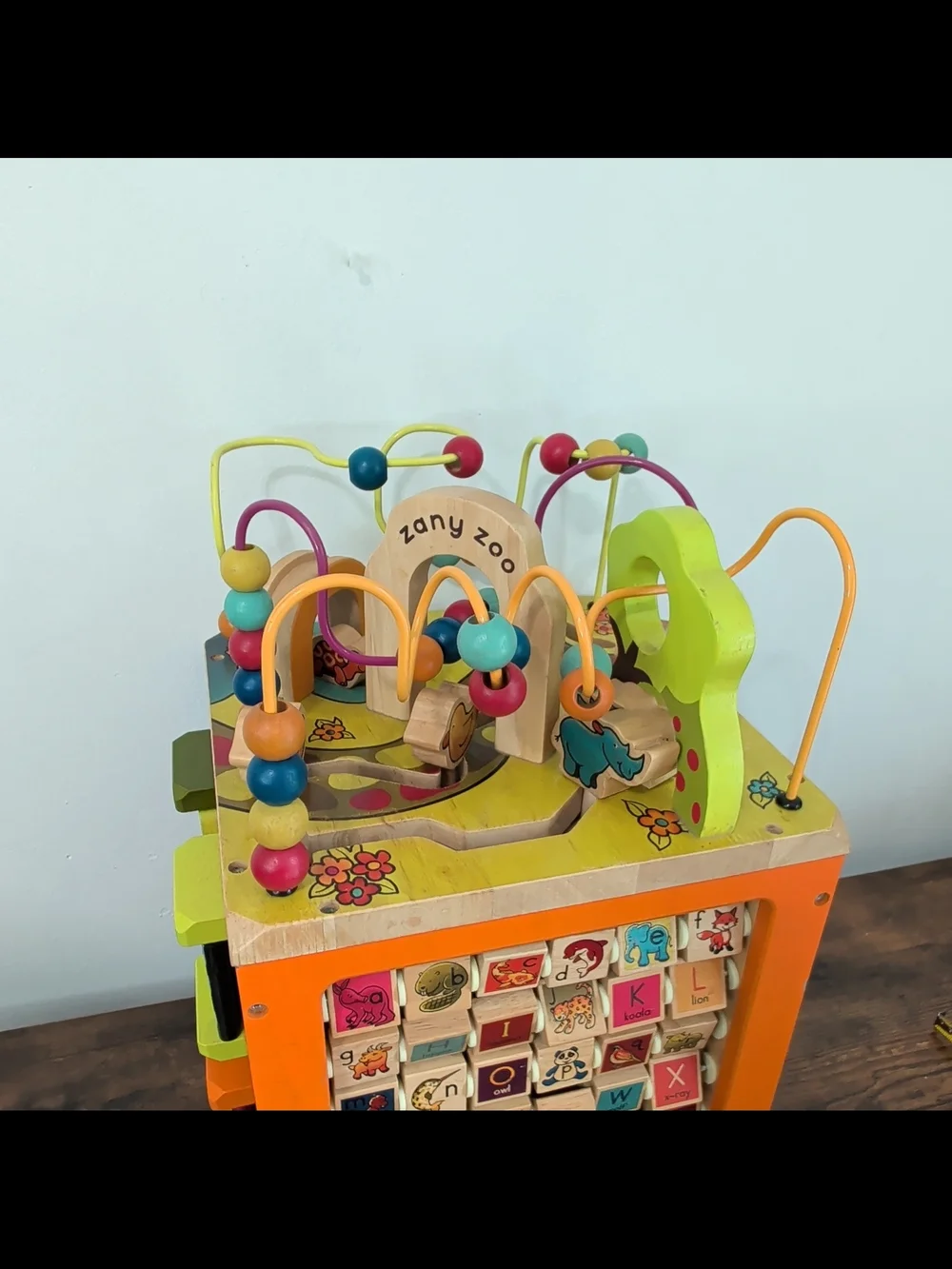 Orange Multi-Activity Wooden Alphabet Cube Toy